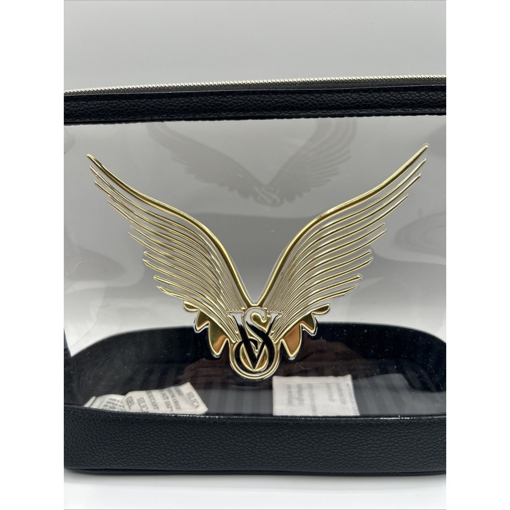 Victoria's Secret Clear Makeup Bag 2 Piece Angel Wings Rhinestone Pouch NWT - Picture 5 of 11